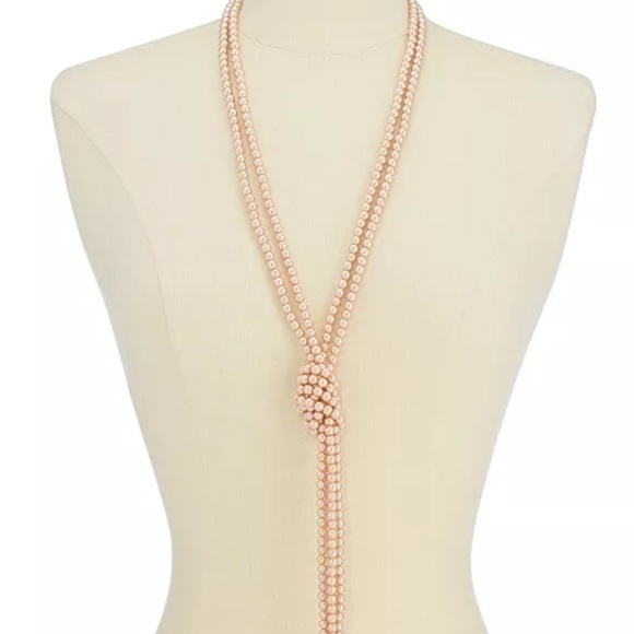 Knotted Lariat Pearl Necklace - Picture 2 of 2